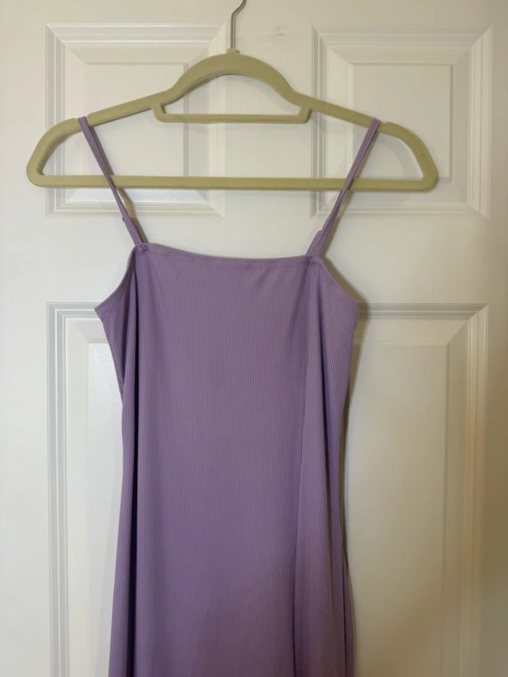 Lavender Bodycon Midi Dress Slit Minimal Chic Slip Dress S - Picture 9 of 11